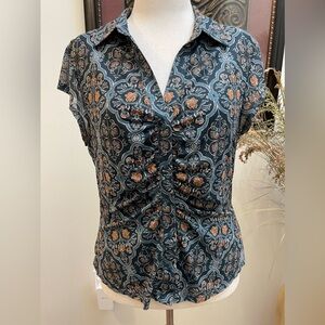Les Serein Short Sleeve Rushed Dark Teal Shirt - XL